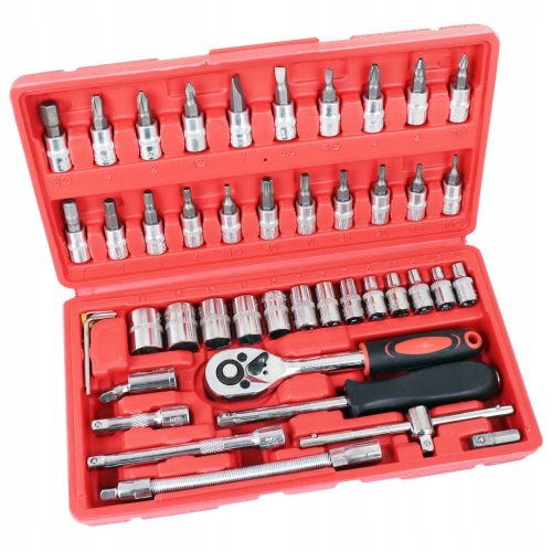 46 darabos 1/4" TORX, Hatlapfejű (HEX), Pozidriv (PZ), Philips (PH) Dugókulcs Készlet Műanyag Tokban - TC Technic JC10001