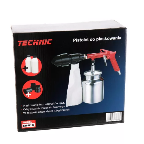 Technic SB-01C Homokfúvó Pisztoly Visszagyűjtővel, 1000 ml Tartály, 2 kg Korund