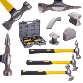   Technic LT-A1226 Lemezkalapács Készlet, 3 Kalapács, 4 Üllő, Szénszál Nyél