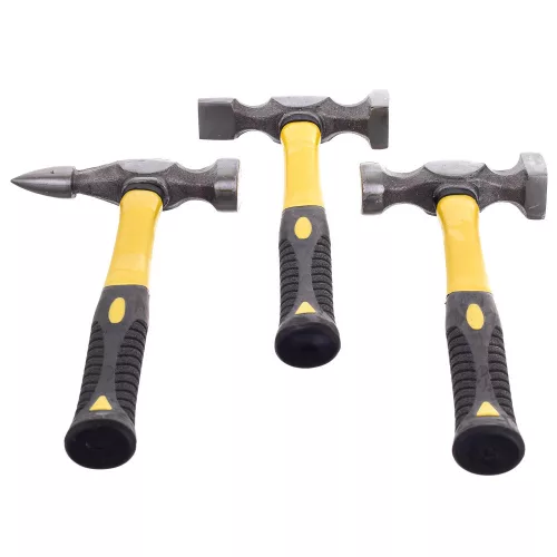 Technic LT-A1226 Lemezkalapács Készlet, 3 Kalapács, 4 Üllő, Szénszál Nyél