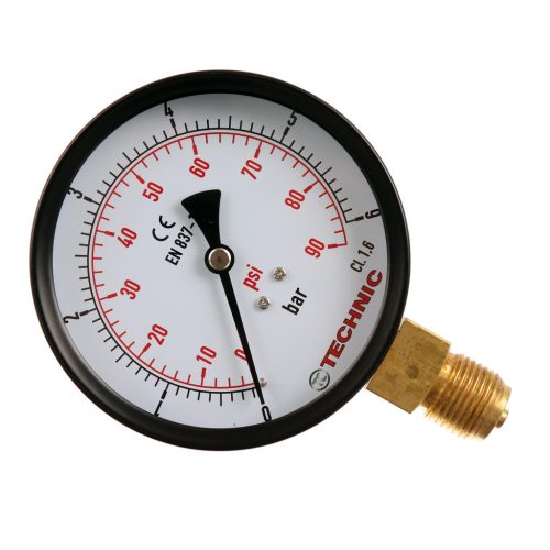TC Technic 100mm Nyomásmérő 0-6 Bar, Alsó 1/2" Csatlakozás, 1,6 Pontossági Osztály