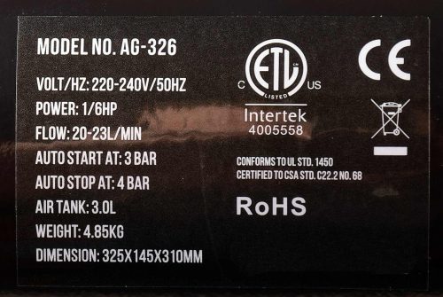 AS-326 Airbrush Kompresszor 3L Tartállyal, Dupla Ventilátorral