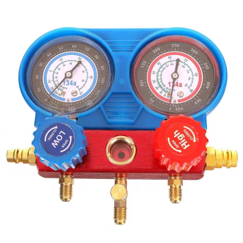 R134A Klíma Nyomásmérő Töltő Készlet, 140cm Tömlő, Kofferben