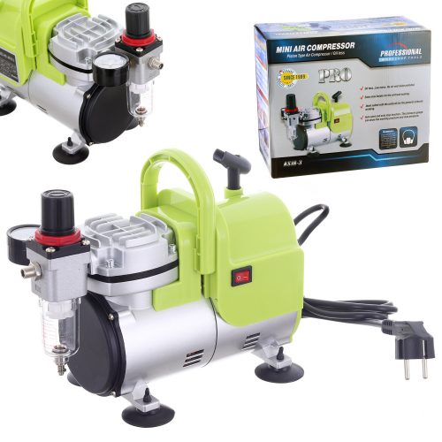 Modellező Kompresszor Airbrush Festékszórókhoz - TC Technic AS18-3, 0,2-1,0 mm Fúvókaméret, 1/6 LE (124W), Automatikus Indítás/Leállítás