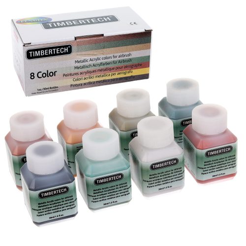 Fémes Akrilfestékek Festékszórókhoz, 8x30ml, Fengda Timbertech