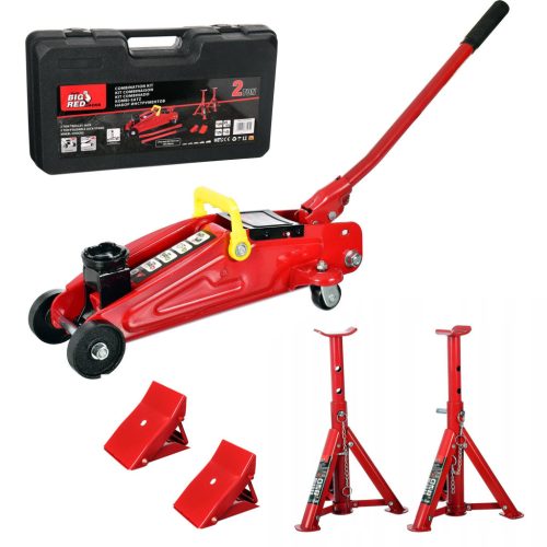 Big Red 820050 KIT - 2 Tonnás Emelő és Támasztó Bak Készlet Műanyag Kofferben Autószereléshez