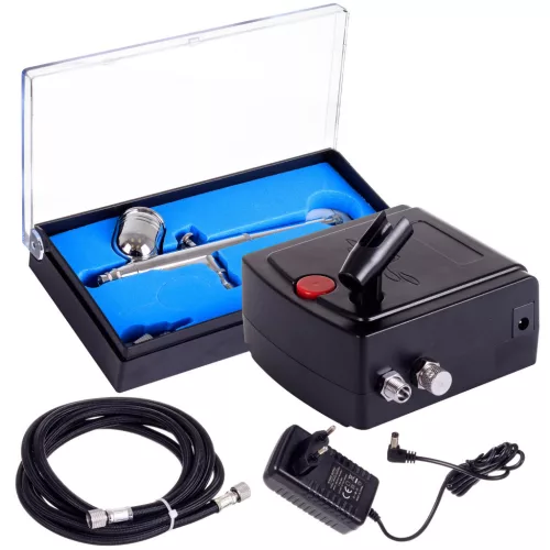 Technic TC-100AK Mini Airbrush Szett – Csendes Kompresszor 0.3mm Fúvókával