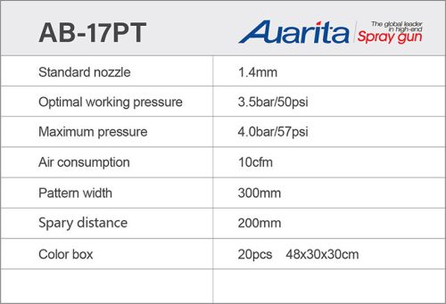 Auarita AB-17PT HVLP Középnyomású Szórópisztoly