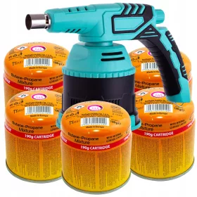   TC Technic Forrasztólámpa Szett Piezo Gyújtással, 1300W + 5x 190g Patron