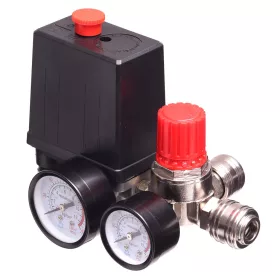   TC Technic PL-230-2 Kompresszor Nyomáskapcsoló Nyomásszabályzóval, 1/4", 2 Manométerrel