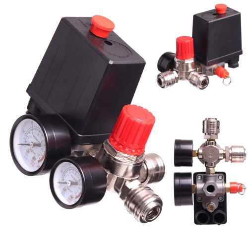 TC Technic PL-230-2 Kompresszor Nyomáskapcsoló Nyomásszabályzóval, 1/4", 2 Manométerrel