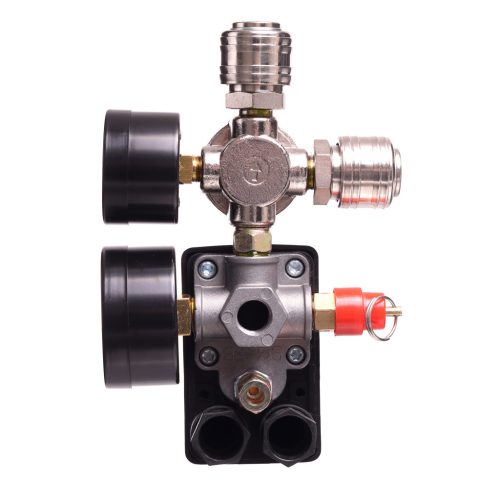 TC Technic PL-230-2 Kompresszor Nyomáskapcsoló Nyomásszabályzóval, 1/4", 2 Manométerrel