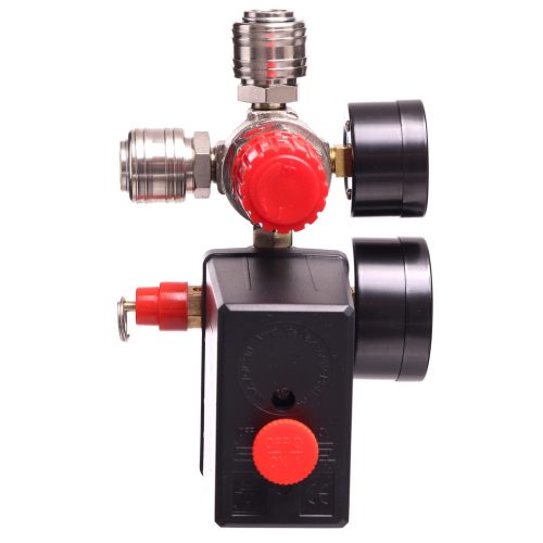 TC Technic PL-230-2 Kompresszor Nyomáskapcsoló Nyomásszabályzóval, 1/4", 2 Manométerrel