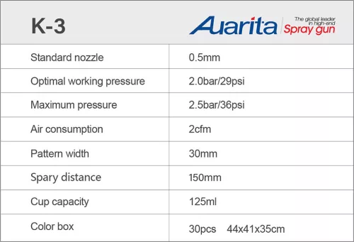 AUARITA K-3 HP Mini Precíziós Festékszóró Pisztoly
