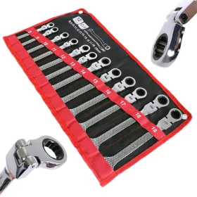   TC Technic Csuklós Racsnis Csillag-Villáskulcs Készlet, 12 részes (8-19 mm)