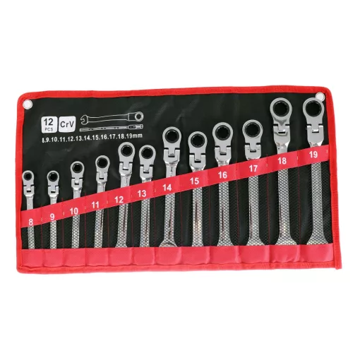 TC Technic Csuklós Racsnis Csillag-Villáskulcs Készlet, 12 részes (8-19 mm)