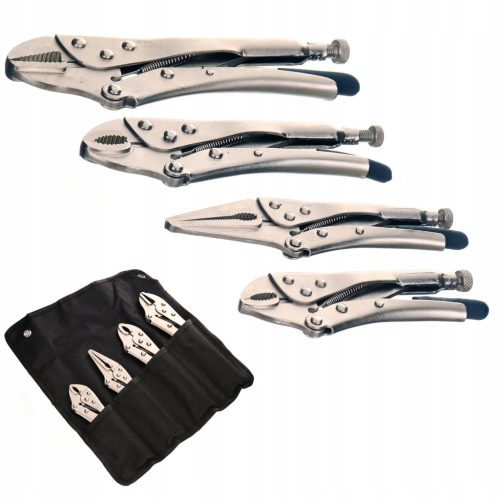 Morse Zárfogó Készlet Szövet Tokban (4 Darabos, 125 mm, 150 mm meghosszabbított pofájú, 180 mm, 250 mm, Teljes súly: kb. 1,5 kg) - TC Technic JC1032