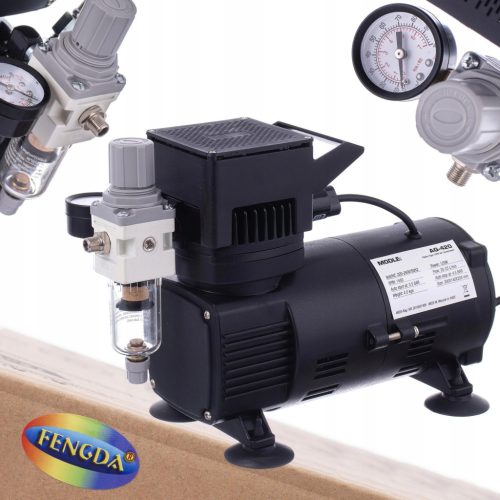 FENGDA AG-420 Kompresszor Légkeféhez 2x Ventilátorral, 4,5 Bar Nyomáscsökkentővel és Szűrővel