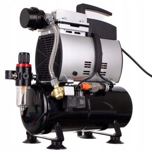Professzionális, Olajmentes Dugattyús Modellező Kompresszor - 4 Literes Tartály, 44L/perc Teljesítmény, 350W, 230V, 47 dB - TC Technic AS600