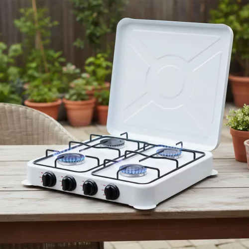 Négyégős Hordozható Gáztűzhely Piezo Gyújtással, 8.8 kW