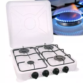   Hordozható gáztűzhely 4 égős, 7,7 kW, Piezo gyújtással