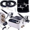 TC Technic HS-A9K FEHÉR Professzionális Airbrush Készlet (Kompresszor, Két Festékszóró, Tömlőkkel, Automatikus Leállítás és Szabályozás)