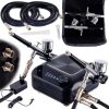 Tökéletes airbrush készlet kompresszorral, két festékszóróval és tömlőkkel - TC Technic HS-A9KBLACK, 230V, 2,80 bar, 0,3 mm fúvóka