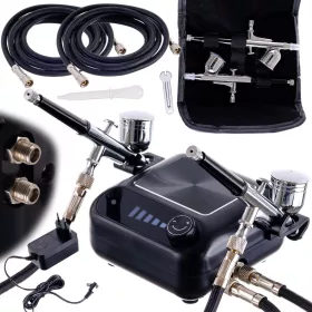   TC Technic HS-A9KBLACK Airbrush Készlet Kompresszorral és Két Festékszóróval