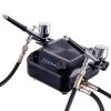 Tökéletes airbrush készlet kompresszorral, két festékszóróval és tömlőkkel - TC Technic HS-A9KBLACK, 230V, 2,80 bar, 0,3 mm fúvóka