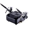 Tökéletes airbrush készlet kompresszorral, két festékszóróval és tömlőkkel - TC Technic HS-A9KBLACK, 230V, 2,80 bar, 0,3 mm fúvóka