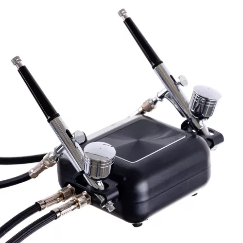 TC Technic HS-A9KBLACK Airbrush Készlet Kompresszorral és Két Festékszóróval