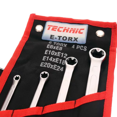 TC Technic Torx Gyűrűs Villáskulcs Készlet, 4 részes, E6-E24