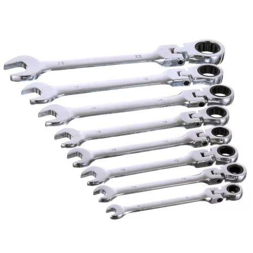 Csuklós Racsnis Csillag-villáskulcs Készlet, 8 részes (8-22 mm)